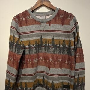 Windriver Men's Striped Forest Print Sweater